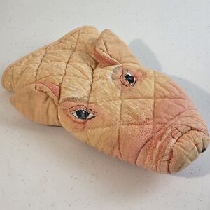 Vintage Sari Fabric Pig Swine Oven Mitt Pit Holder Kitchen 1983 Vtg